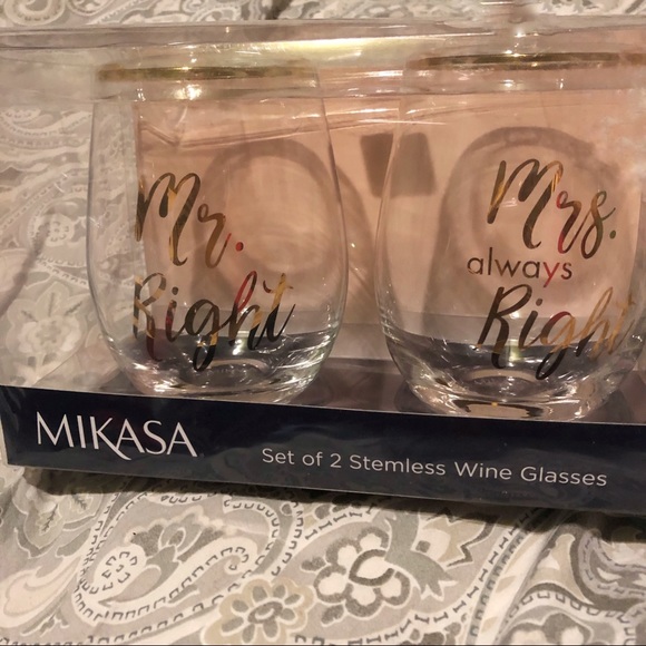 Mikasa Other - Mikasa Gold Accented Stemless Wine Glasses Gift